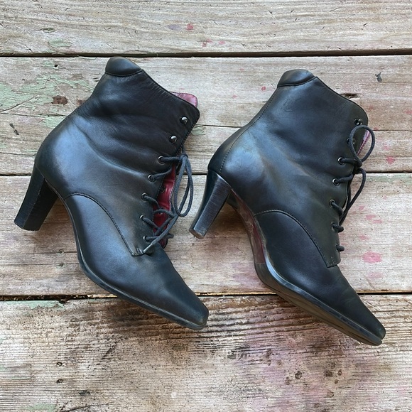Vintage Markon Witchy Victorian Leather Upper Ankle Boots - Picture 2 of 8